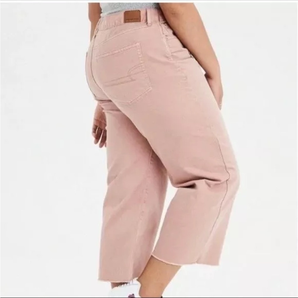 American Eagle wide leg cropped jeans frayed hem size 4